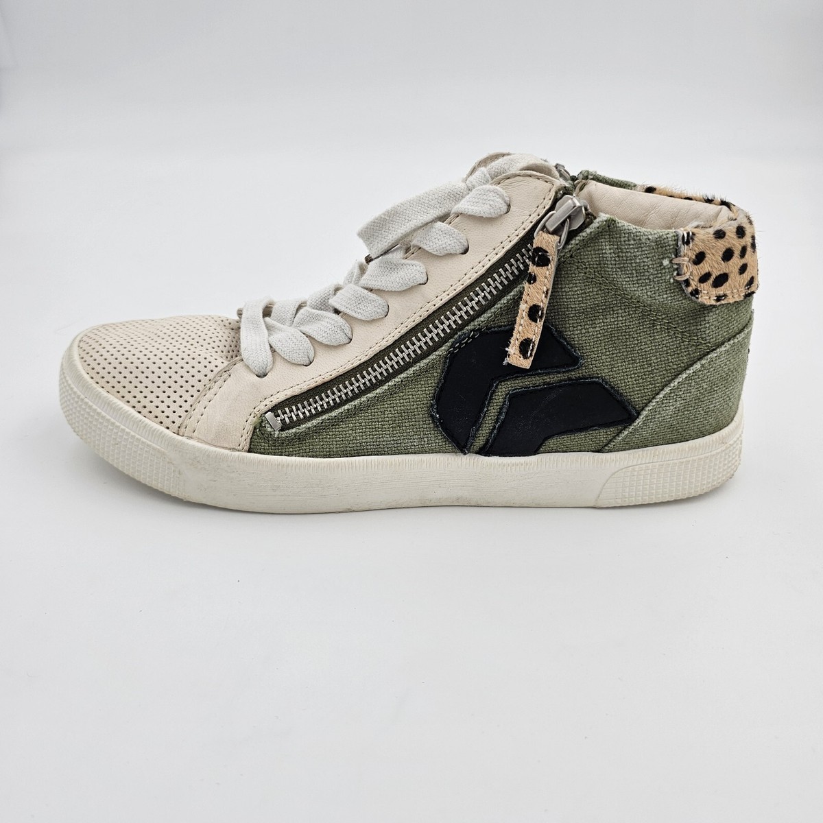 DOLCE VITA Zonya Canvas High-Top Green Leopard Print Side Zip