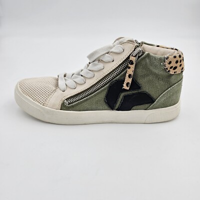 DOLCE VITA Zonya Canvas High-Top Green Leopard Print Side Zip