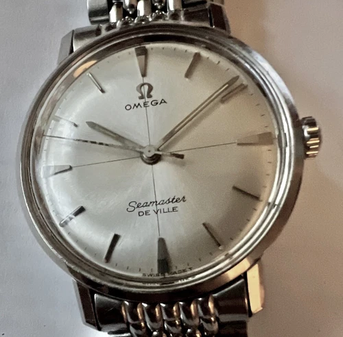 VINTAGE OMEGA SEAMASTER DEVILLE CROSSHAIR DIAL BEADS OF RICE BRACELET NICE GIFT