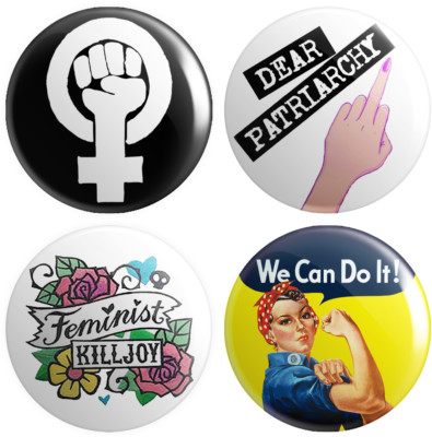 4 x Feminism BUTTON PIN BADGES 25mm 1 INCH Feminist Women's Rights ...