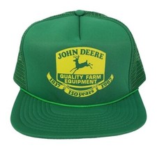 John Deere Hat Vintage 80s Farm Tractor Snapback Cap Green 150 Year Anniversary