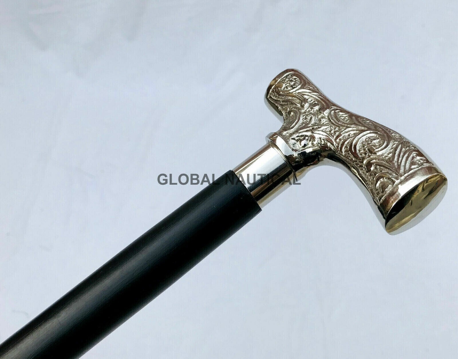 Walking Stick Cane Solid Designer Brass Handle Ol… - image 3