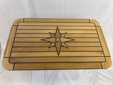 Boat Rectangular Teak Table Top Star Inlay Round Corner 7 Sizes Marine Yacht RV
