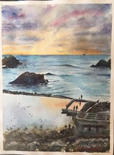 Watercolor Original Painting " Sutro Bath Ruins"  11" x 15" NOT A PRINT