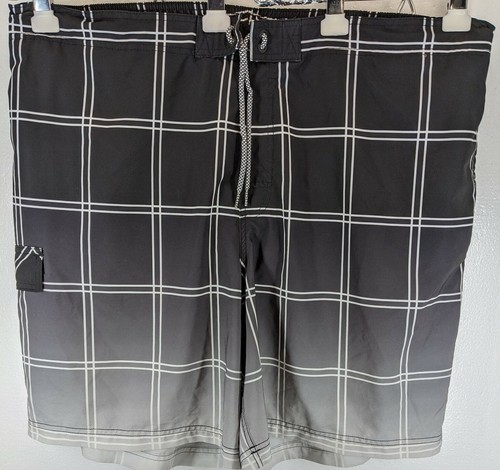 George Men Swim Trunks BLk GRAY WHITE 