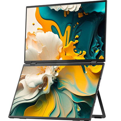 15,6 Zoll Tragbarer Monitore Dual-Display 1080P 2 * HDMI & USB C No Driver Need