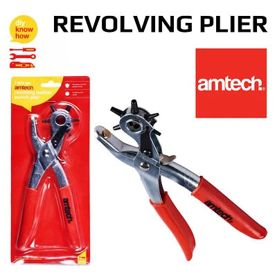 AMTECH Leder Lochzange Werkzeug drehbar 6 Größen zum Selbermachen Gürtel & Ösenlöcher