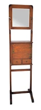 Arts & Crafts Tiger Oak Shaving Stand with Adjustable Mirror Circa 1910s