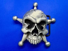 Creepy Skull Grinning Teeth Five Point Star Gothic Punk Cutout Belt Buckle