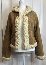 SEVENTY SEVEN (VTG) Corduroy Jacket L Sherpa Lined Boho Rustic Cozy Trucker Warm