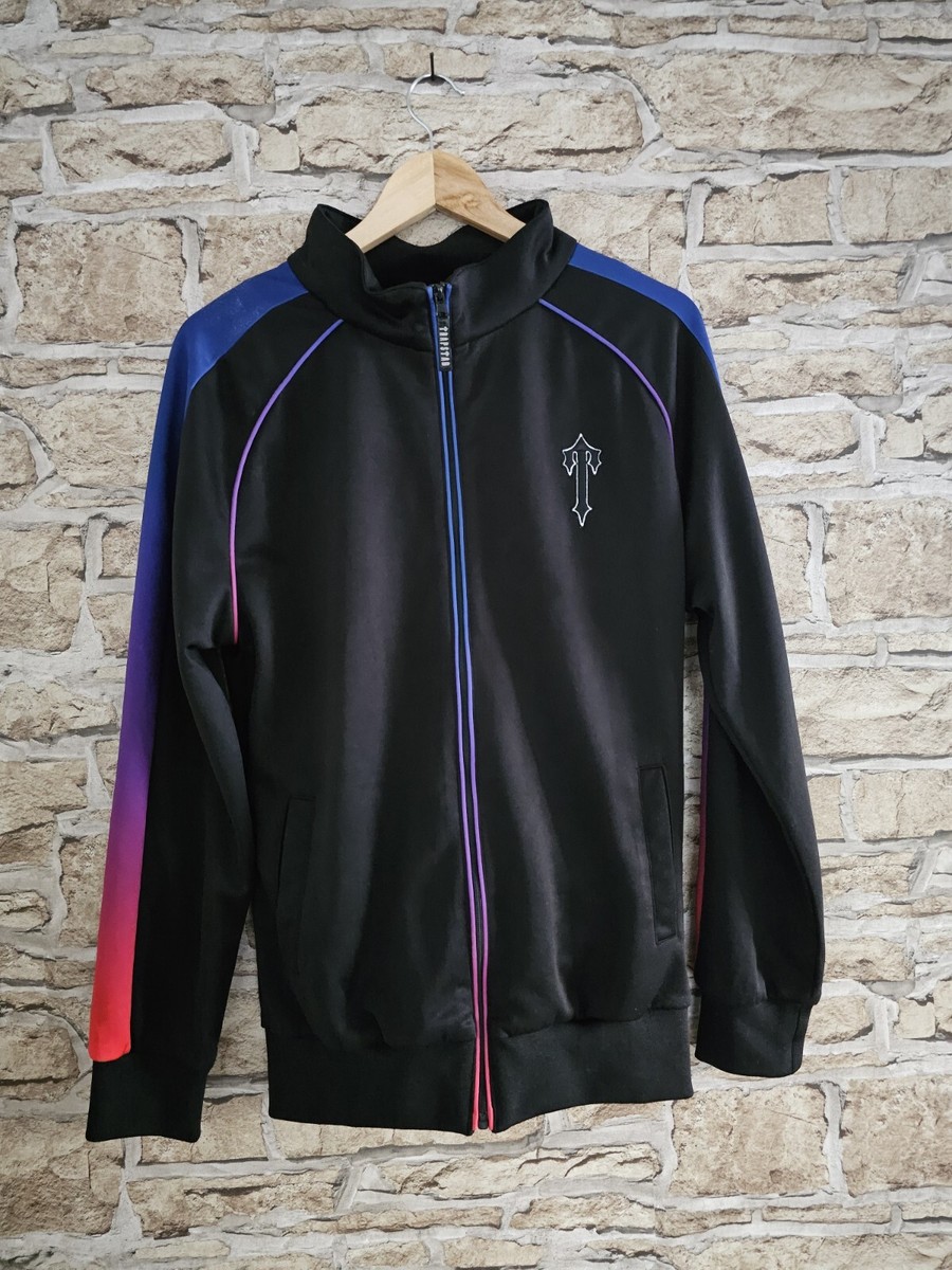 Trapstar Mens Tracksuit Jacket Small Black Purple Full Zip Embroidered Logo