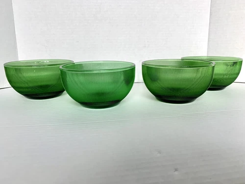 4 Emerald Green Ribbed Depression Glass Bowl Brody & Hoosier-Like Christmas