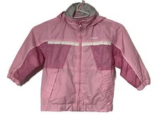 Oshkosh Toddler Girls Pink Jacket w/Hood Size 2T Lightweight Embroidered Logo