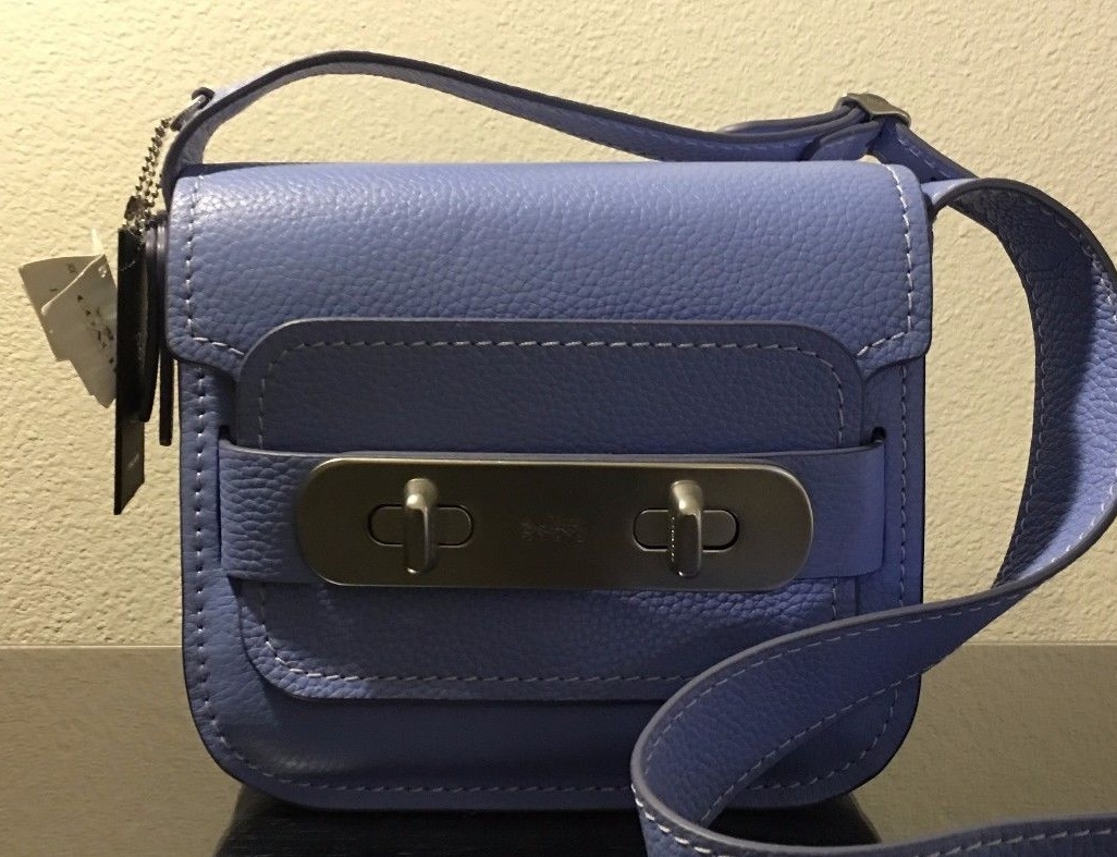 NWT COACH PEBBLED LEATHER SWAGGER SHOULDER BAG PERIWINKLE F35834 