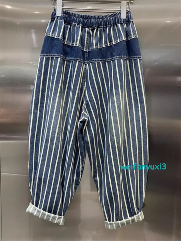 Mono vaquero holgado para hombre Hip Hop pantalones cargo sueltos pantalones vaqueros cintura elástica pantalón Foto 3 de 4