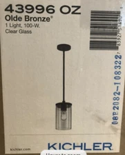 Kichler  43996OZ  Crosby Olde Bronze 1 Light 6" Mini Pendant w Clear Glass Shade