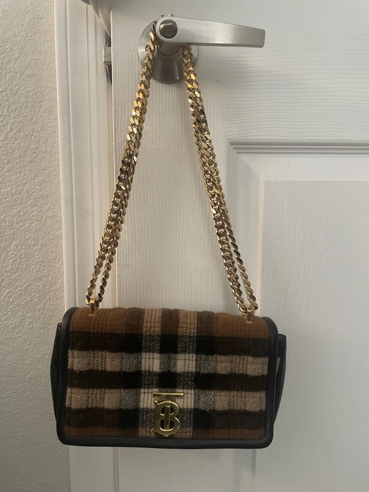 Authentic BURBERRY Women's UNI Brown Black LOLA TB Quilted Cashmere Small Bag - Image 2 of 4
