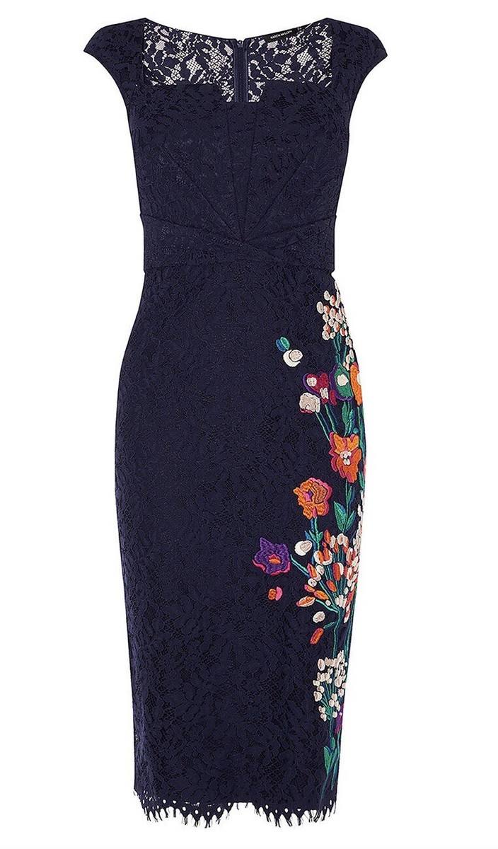 Karen Millen Embroidered Lace Dress 8 | eBay