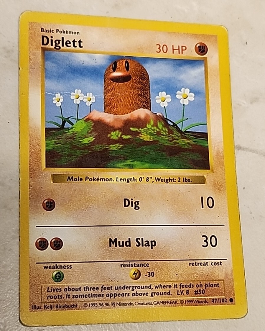 1999 Wizards Pokemon Card ~ Diglett 47/102 ~ Shadowless Base 1999 Wizards Pokemon Card ~ Diglett 47/102 ~ Shadowless Base