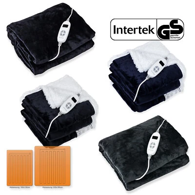 PROTRON Elektrische Heizdecke XXL Wärmedecke Kuscheldecke Wärmebett Anthrazit Grau Blau