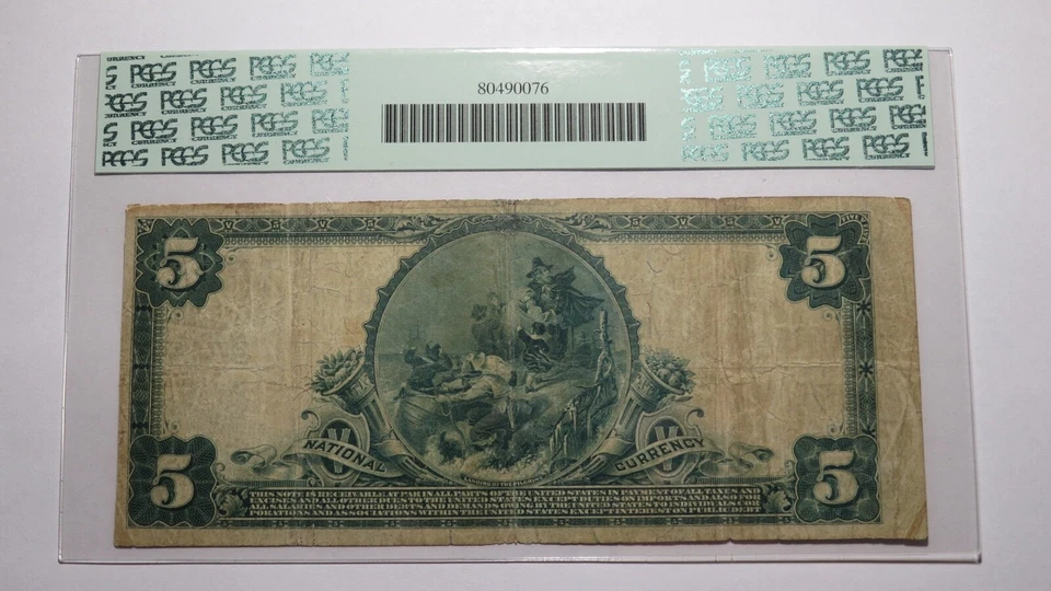 $5 1902 Greenwich New York NY National Currency Bank Note Bill Ch #2517 F12 PCGS - Image 4 of 4