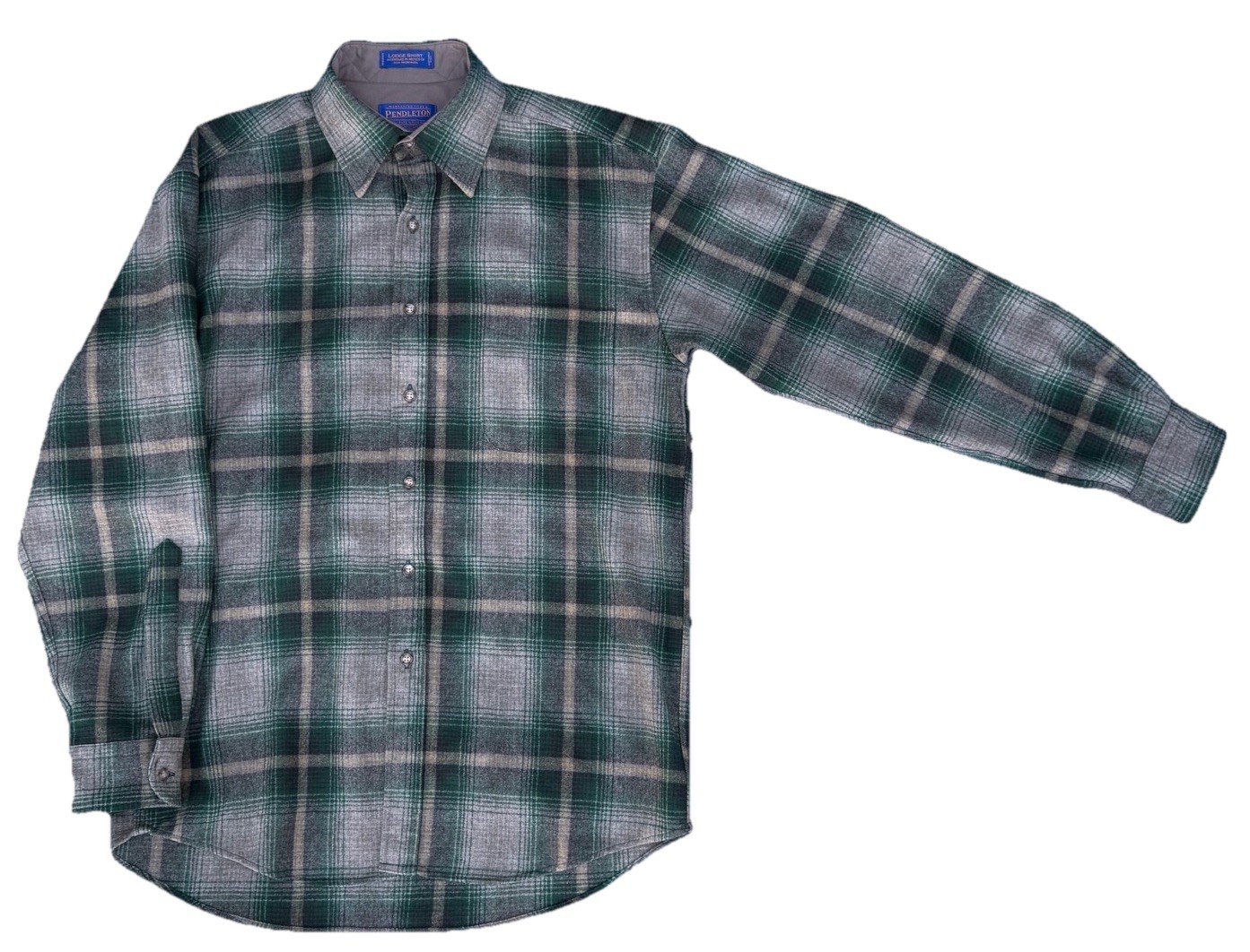 Pendleton Men's Medium Brown Green Loop Collar Sh… - image 1