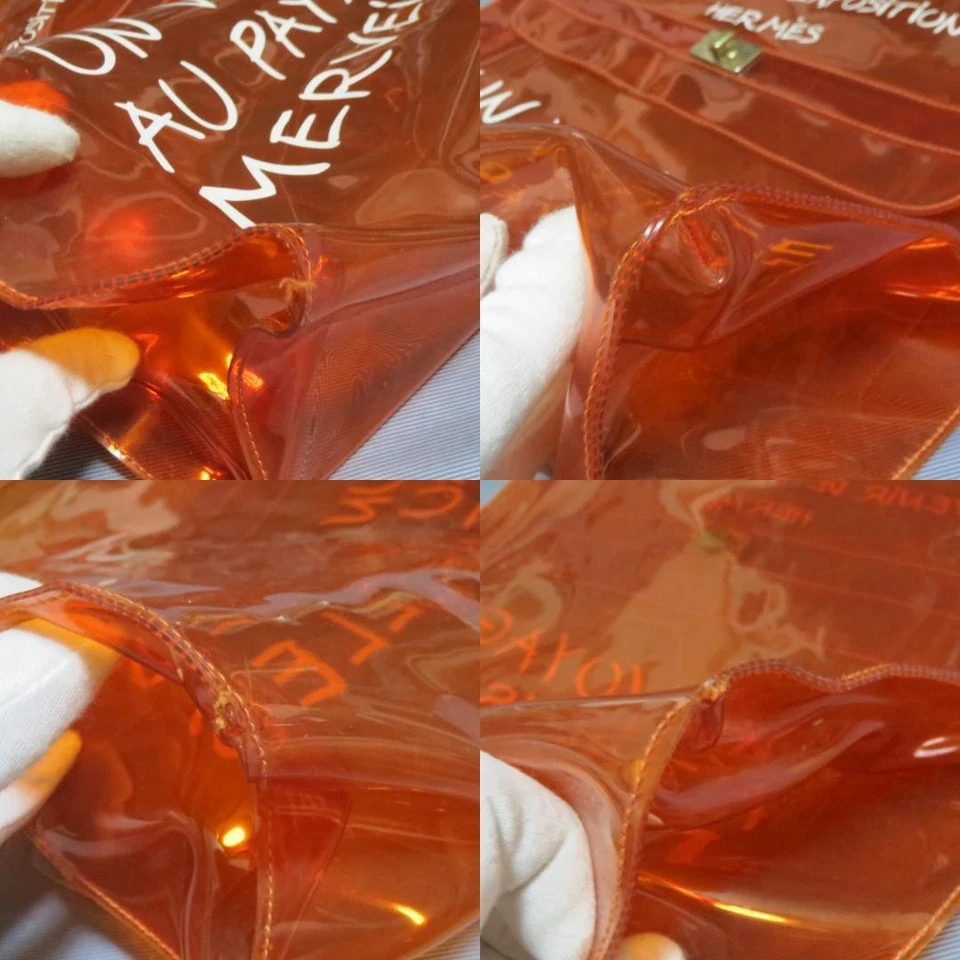 Hermes Orange Vinyl Kelly Handbag Vintage Bag Model Kelly 1990s Authentic - Image 3 of 4