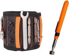 Magnetic Wristband for Tools with 15 Strong Magnets, Adjustable Magnetic Wrist B