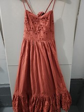 American Eagle Dress Womens 2XL Catie Corset Eyelet Strap Flare Maxi Empire New