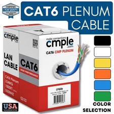 Cat6 Plenum Bulk Ethernet Cable 1000ft CMP 23AWG UTP 550MHz Network Pull Box