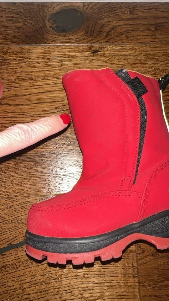 Land's End Toddler Boy's Rainboots Snow Boots Red Blue Fleece Lined - Size 7M - Image 4 of 4