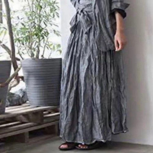 Veritecoeur Wrap Robe Skirt Gray Free Size Long Skirt