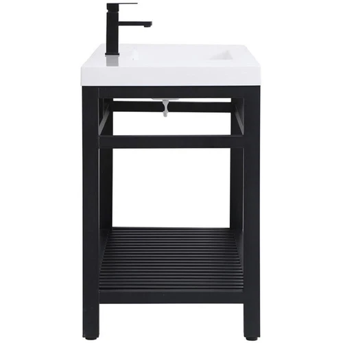 Elegant Decor Raya 48" Single Resin Top Metal Bathroom Vanity in Black - Picture 5 of 14