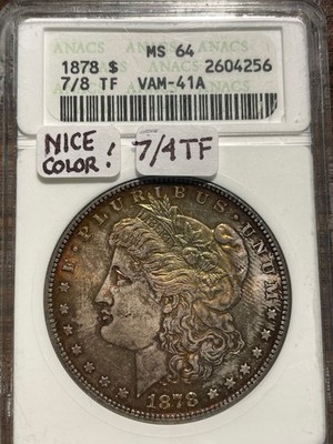 1878 7/8 Tail Feathers Morgan Silver Dollar $1 ANACS MS 64 VAM-41A