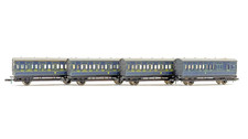 GRAHAM FARISH N GAUGE - RAKE OF 4 SDJR SOMERSET & DORSET BLUE COACHES - UNBOXED