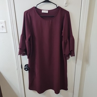 Ces Femme Women's Tunic Dress Flared Cuffs Lace Detail Size 10-12