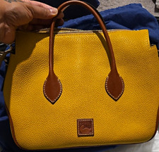 Dooney & Bourke Pebbled Yellow Satchel Zip Cl...
