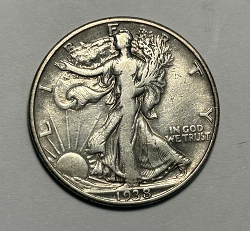 1938 D WALKING LIBERTY HALF DOLLAR VF DETAILS