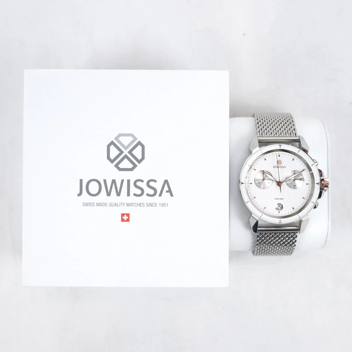 Jowissa Womens Swiss Silver Tone White Leather Watch Works New Battery JOWISSA Wristwatches for sale - eBay main image 3