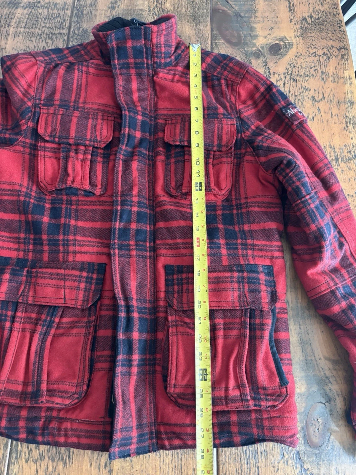 Vintage Abercrombie & Fitch Men's Large Red Plaid Pine Point Wool Jacket. image 5