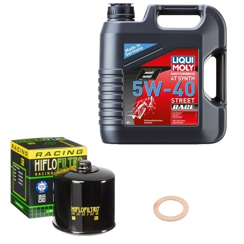 Hiflo ÖLfilter Set Liquimoly 5W-40 Race 4L FüR Ducati Monster 750 M100AA Bj.2001-image