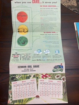1953 Garage Advertising Calendar Tri-fold Mailer Chevy  May June