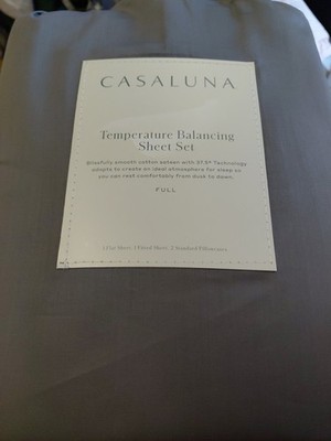 Casaluna  Full Temperature Balancing Sheet Set  Dark Gray 300TC Cotton 