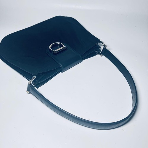 Borsa Celine monospalla cerchio nylon pelle nera unisex vintage 8,3x11,8x3,9i - Foto 9 di 20