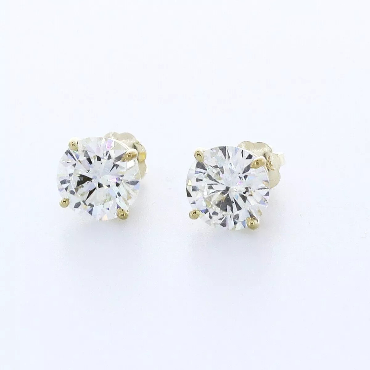 Stud Earrings Solid 14K White Gold Classic 3 Carat Round Natural Diamond H SI2-image