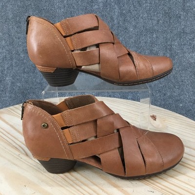 Cobb Hill Heels Womens 6.5 W Pump Brown Ankle Strap Leather Comfort CI6229