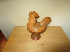 Vintage LE Smith Carmel Rooster Covered Candy Dish Glass OEM Original LE Smith