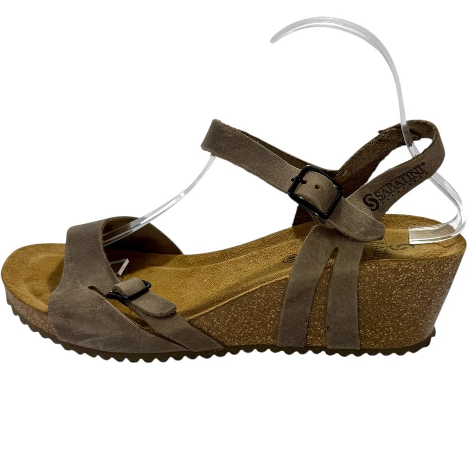 Sabatini Sandals Womens Sz 41 US Sz 10.5 Brown Wedge Strappy Comfort Rubber Sole - Image 2 of 4