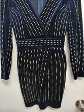Windsor Velvet Rhinestone Dress Size S Navy Blue Cocktail Party Bling Dress Glam