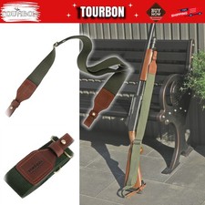 Correa de escopeta eslinga para rifle de tiro TOURBON correas antideslizantes extremo de cuero en verde